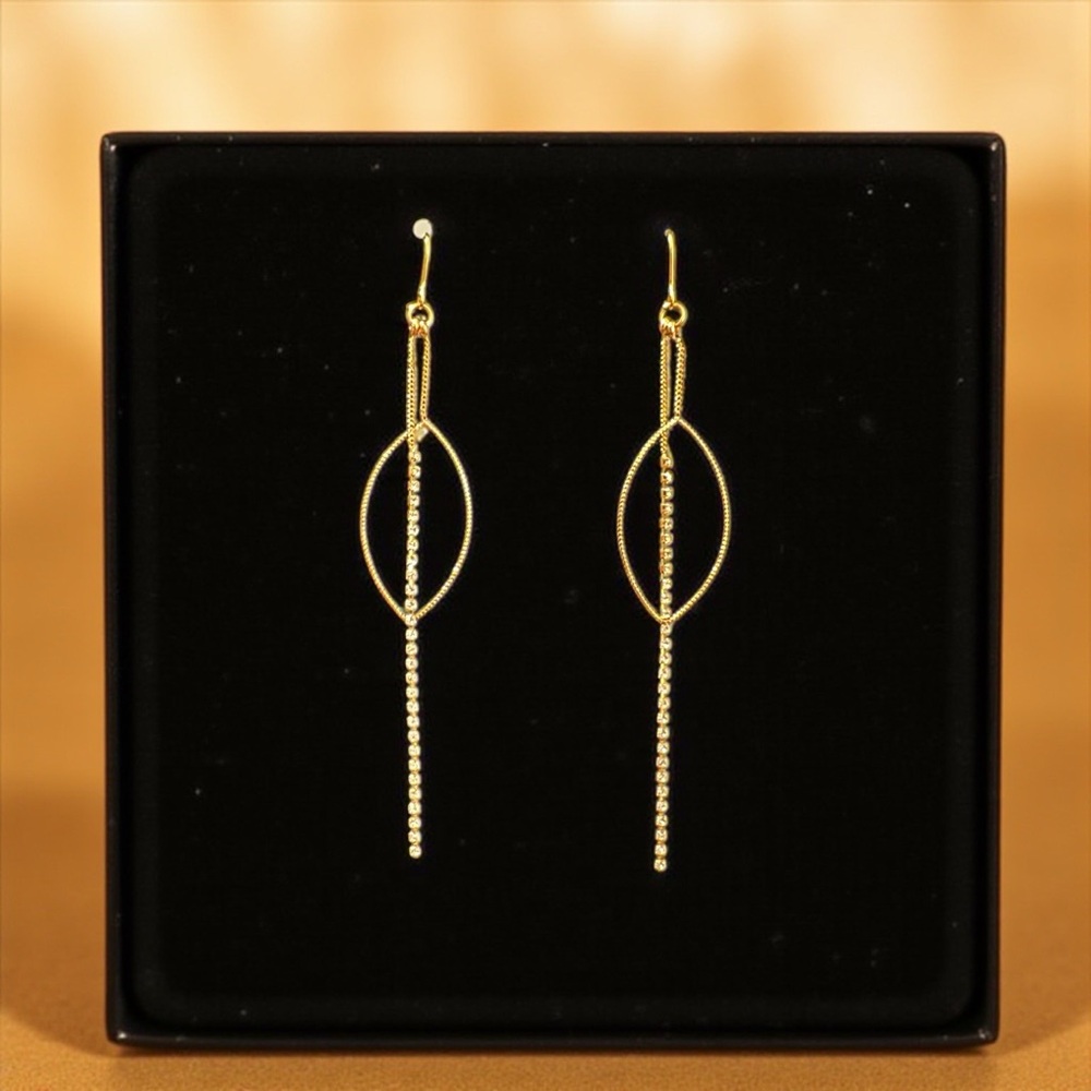 Gold Drop Earrings/ Rhinestones